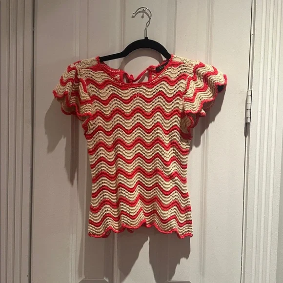 Rails Coen Flutter-Sleeve Crochet Knit Top XXS - Picture 4 of 6